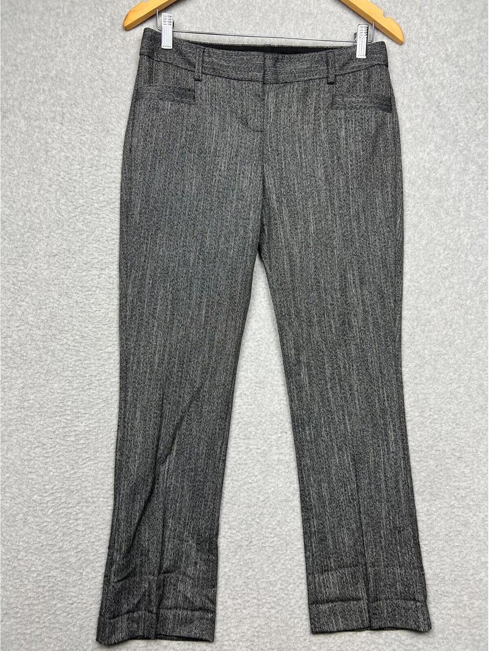 Express Columnist Geometric Straight Leg Slack Pants 0R Gray Simple Office Work